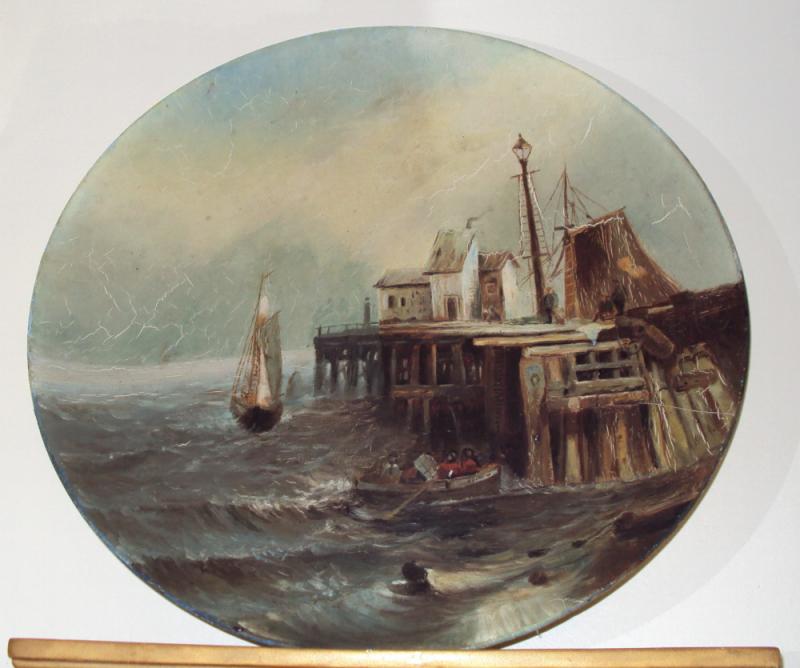 Harbor Painting on Paper Mache